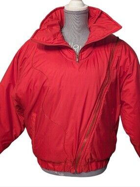 COLD STORAGE Red Retro Ski Jacket Asymmetric Zip Funnel Neck Vintage Medium